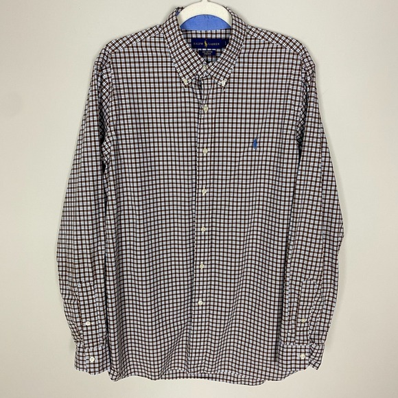 Ralph Lauren Other - Ralph Lauren Button Down Dress Shirt Mens Large Brown Blue Plaid Check Business